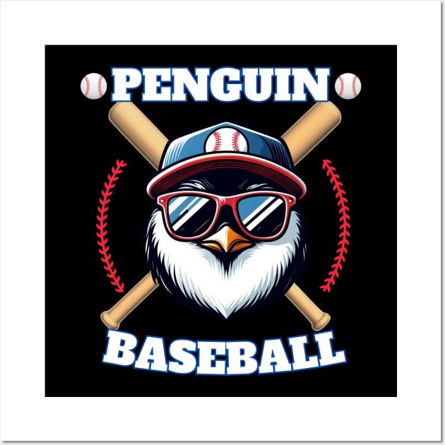 penguin baseball Wall Art by jijo.artist